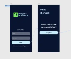 Bild eines UI-Prototyps mit Figma. Das Bild zeigt ein Design einer Anmelde-Maske